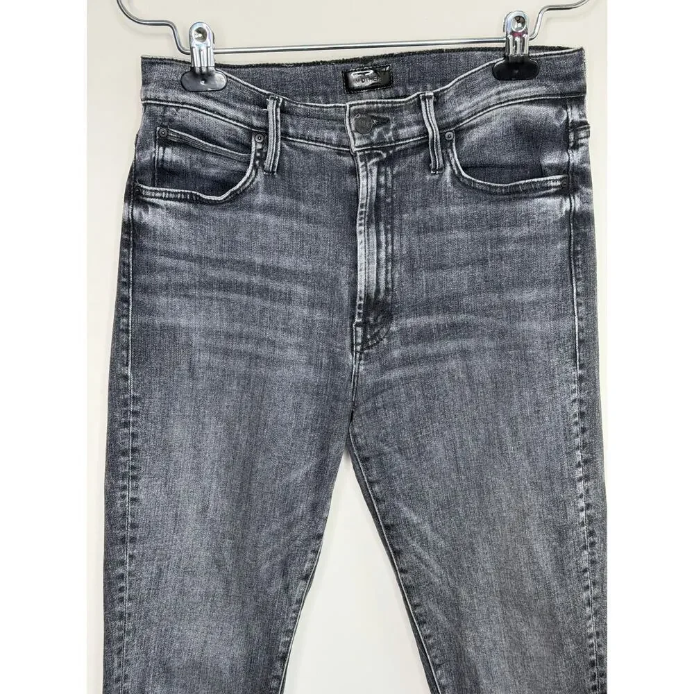 Mother High Waisted Rascal Ankle Step Fray Distressed Jeans Night Garden Size 28